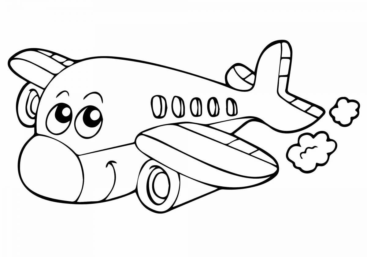 Раскраска очаровательный самолет для детей 5-6 лет
