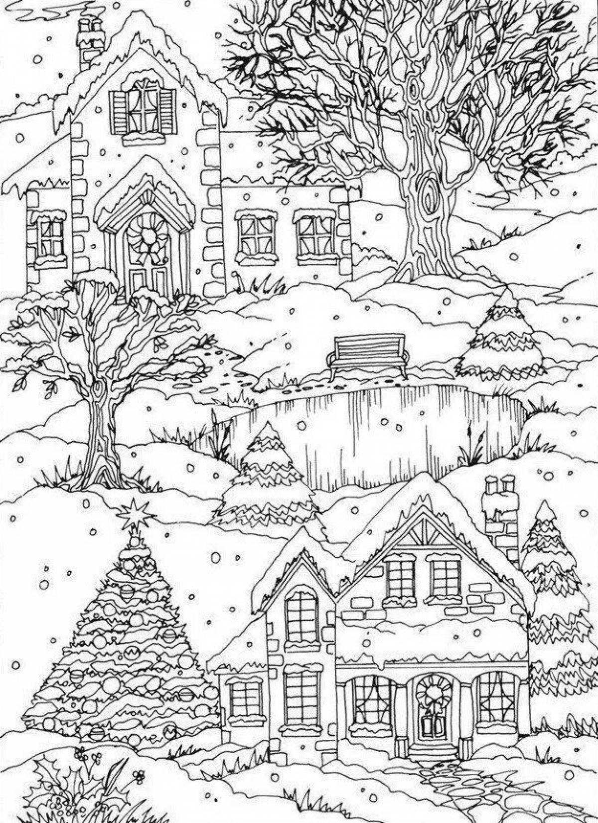 Bright winter Christmas coloring book