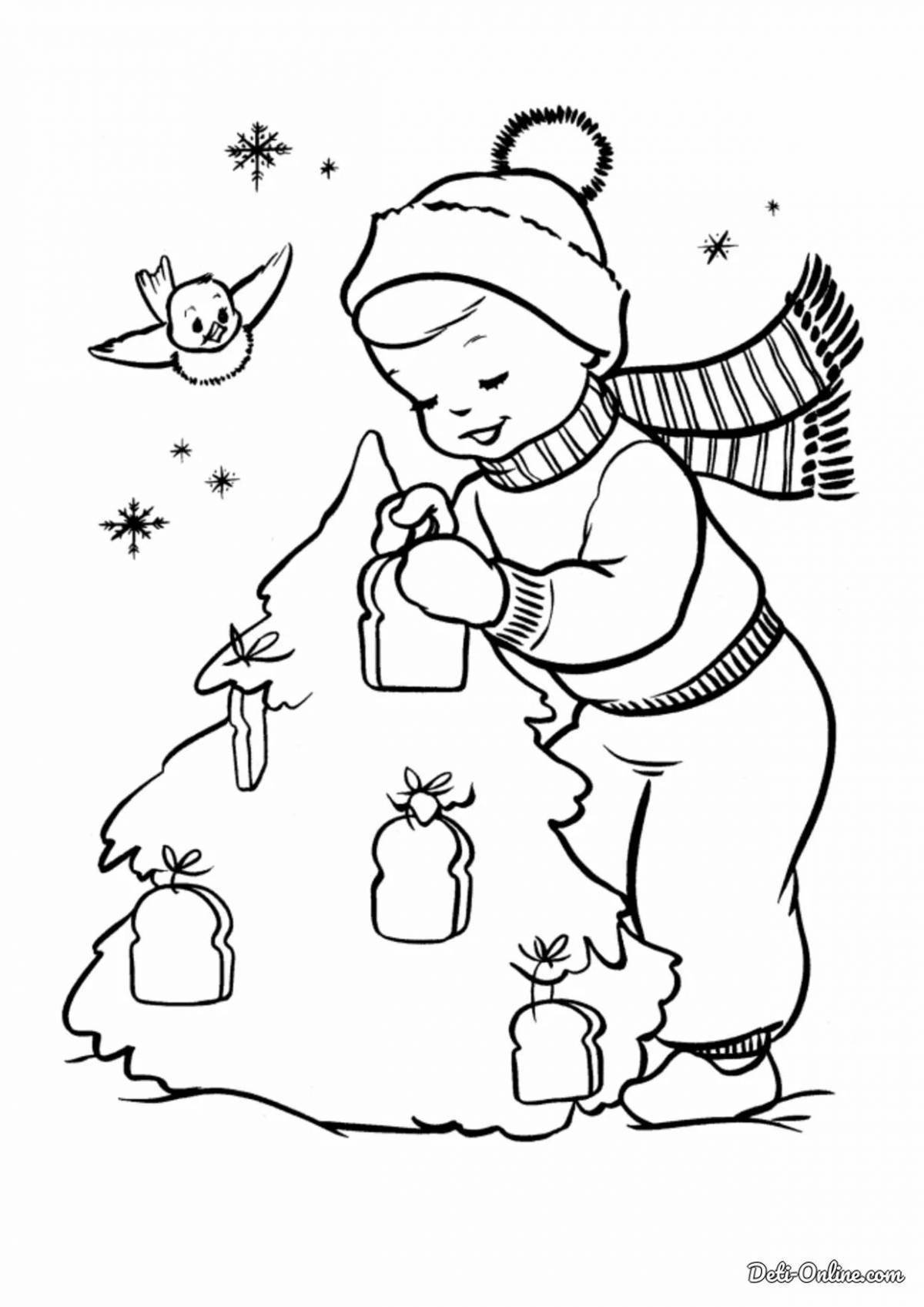 Bright winter Christmas coloring book
