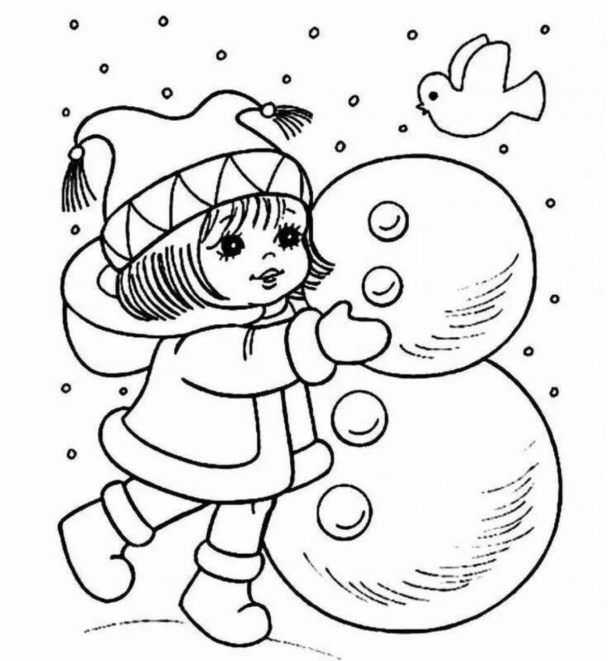 Glowing winter Christmas coloring book