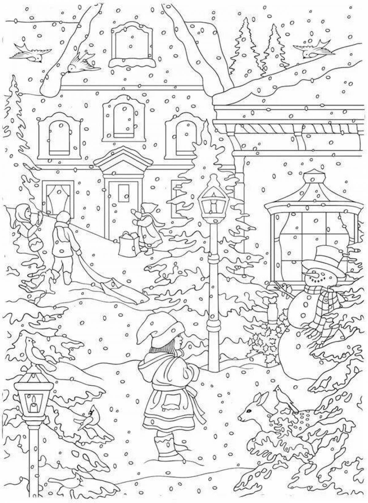 Live winter Christmas coloring book