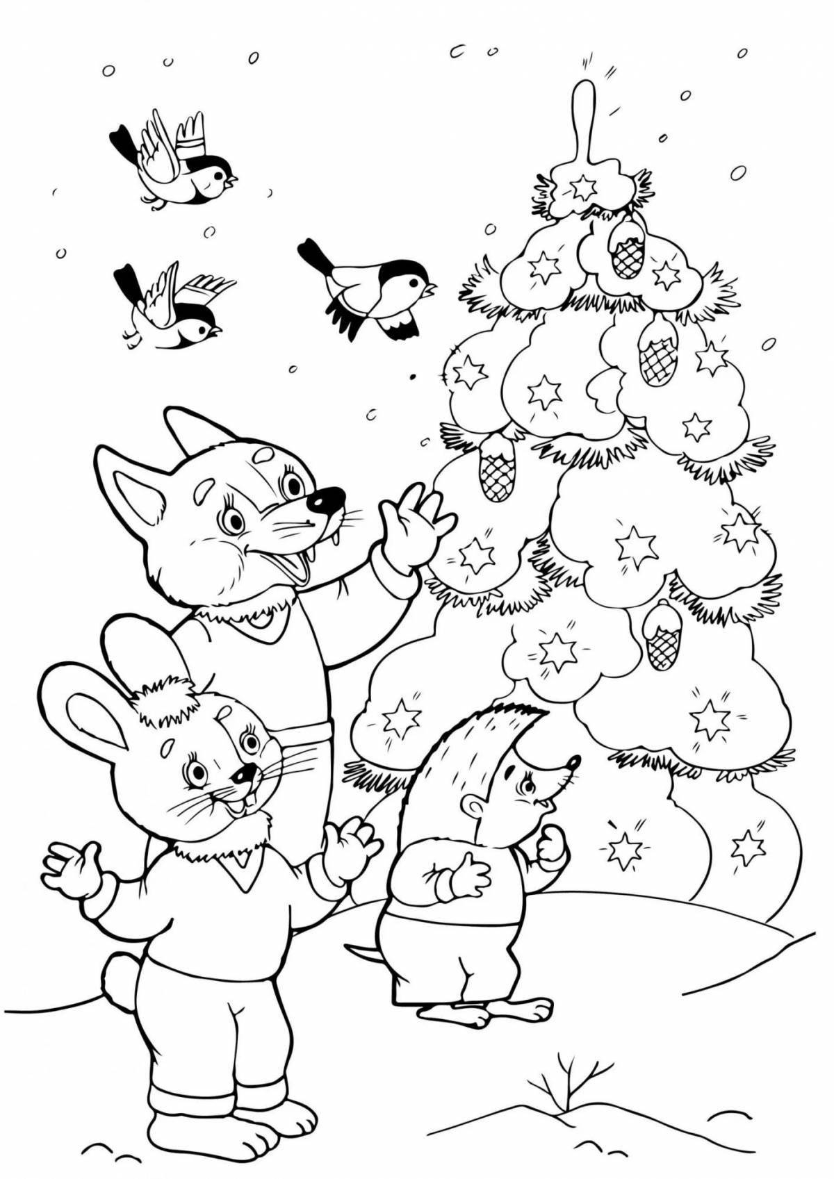 Dazzling winter Christmas coloring book