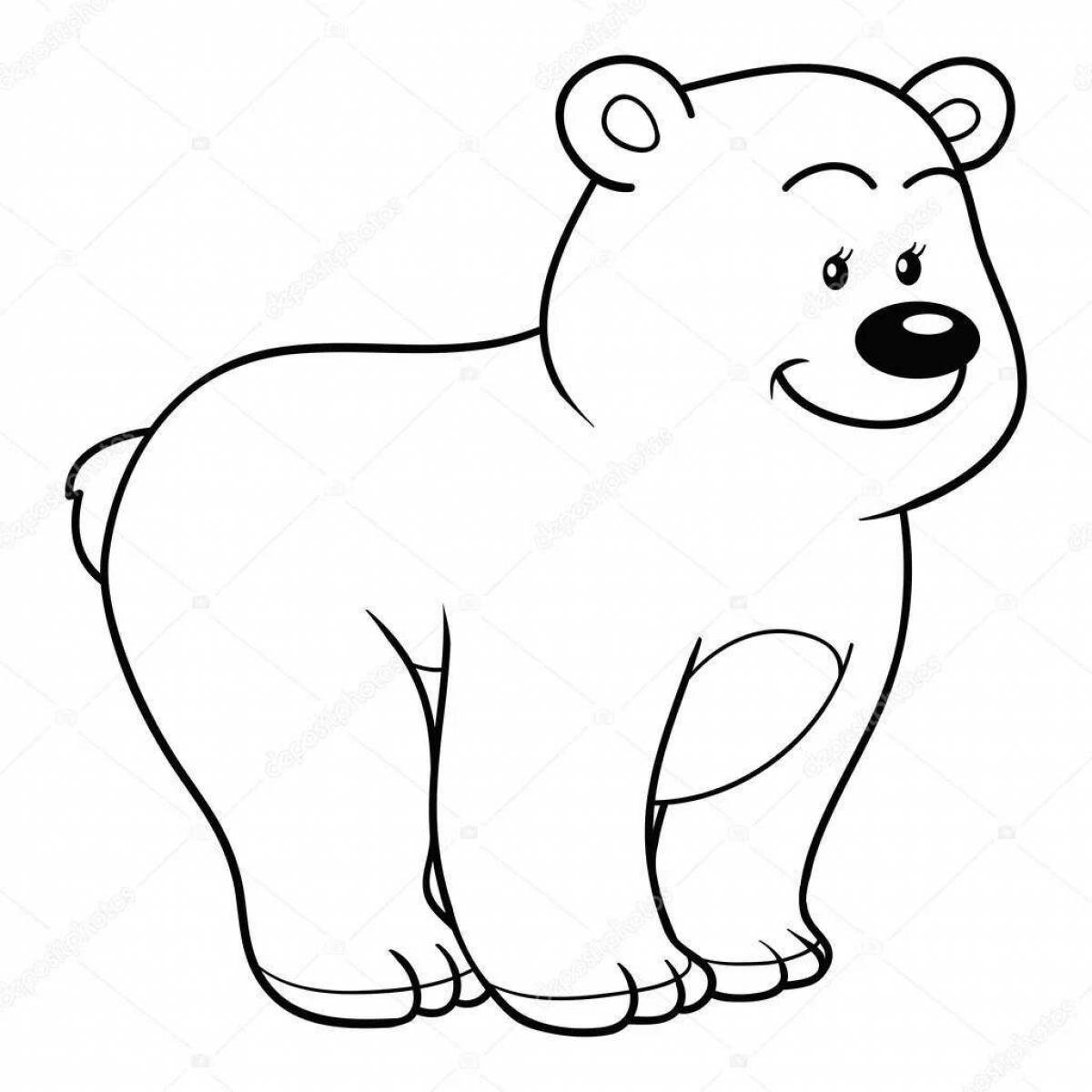 Раскраска радостный белый медведь для детей 3-4 лет