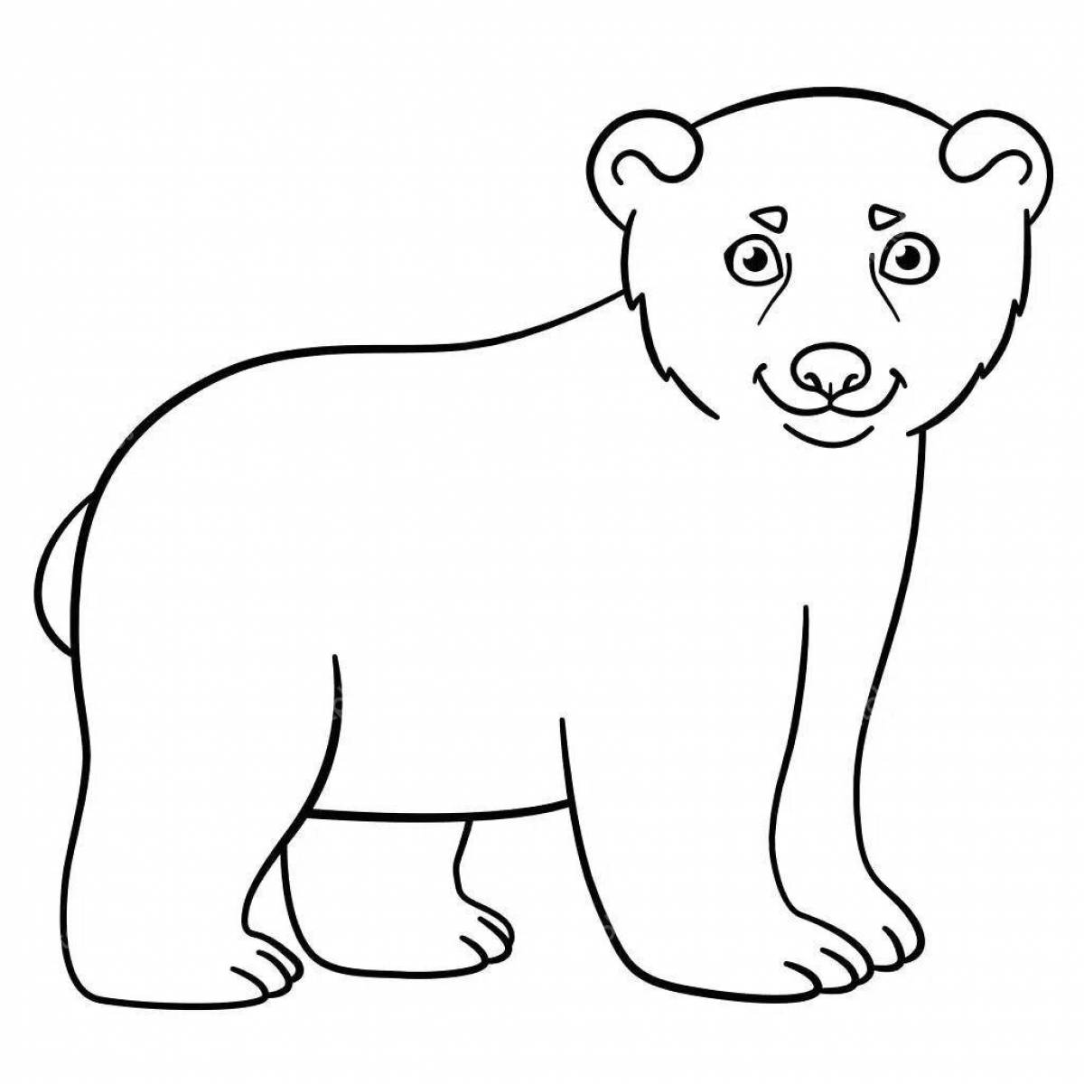 Раскраска «игривый белый медведь» для детей 3-4 лет