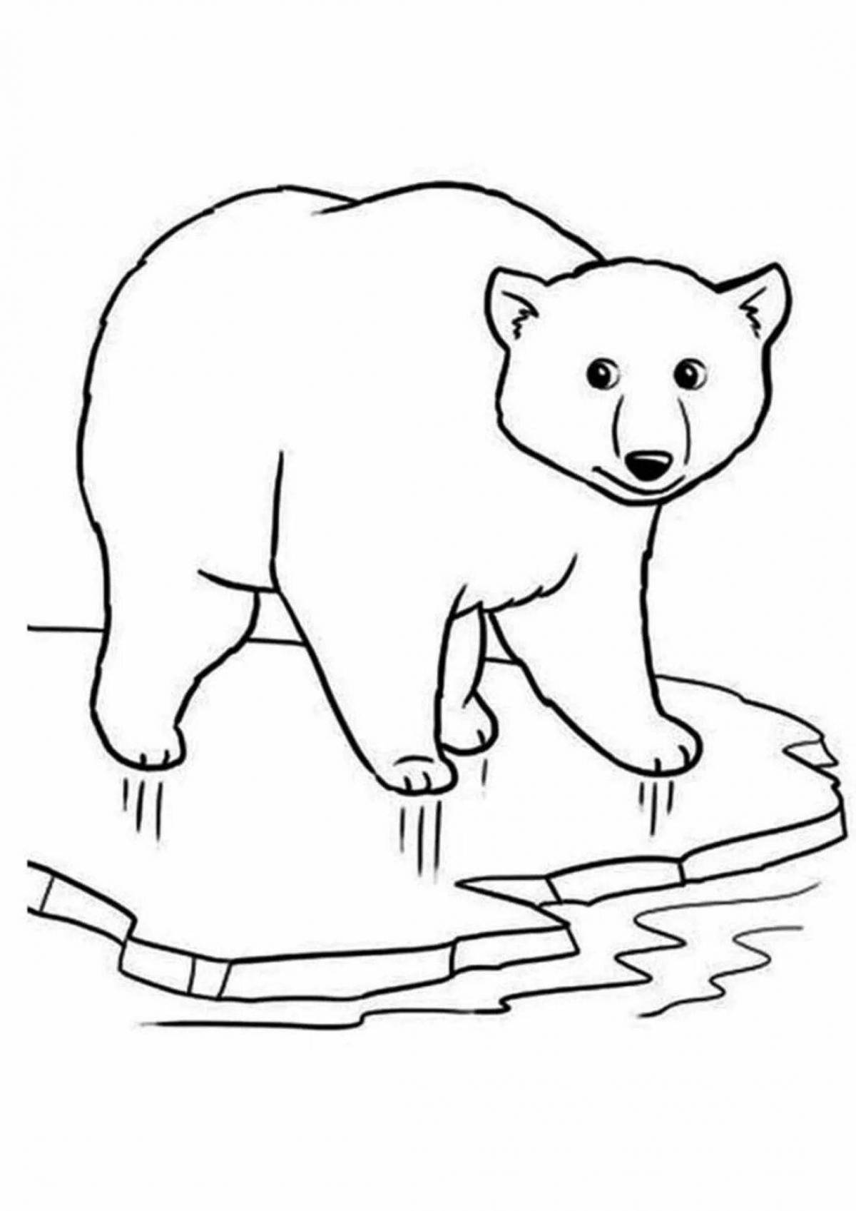 Сказочная раскраска «белый медведь» для детей 3-4 лет