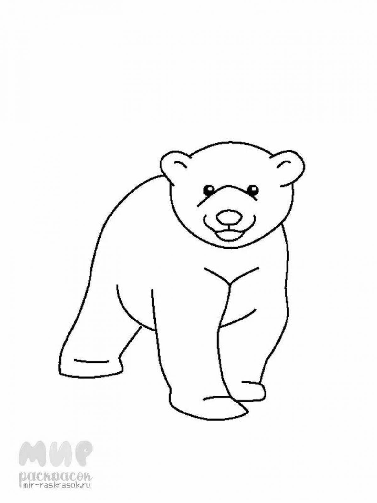 Изысканная раскраска «белый медведь» для детей 3-4 лет