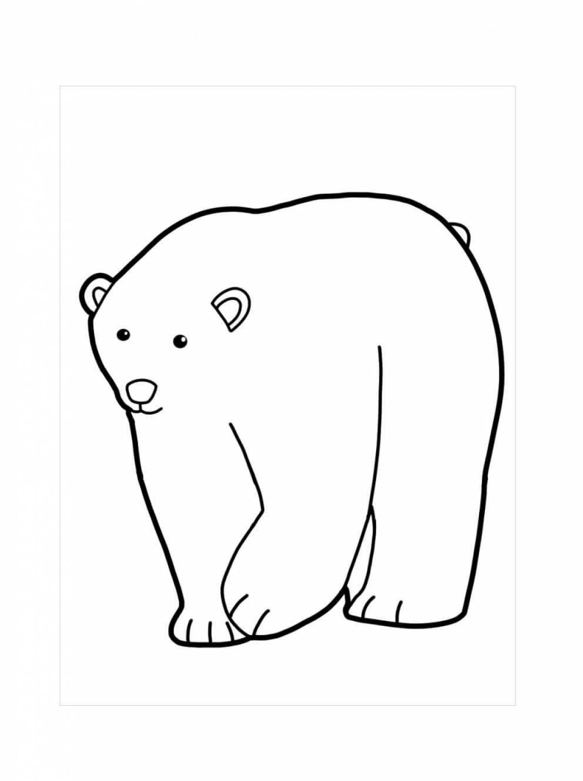 Раскраска «великолепный белый медведь» для детей 3-4 лет