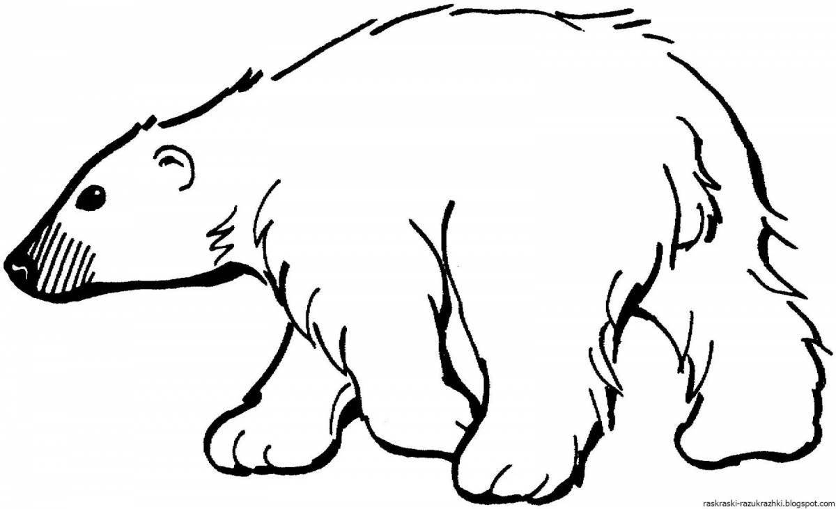 Великолепная раскраска белого медведя для детей 3-4 лет