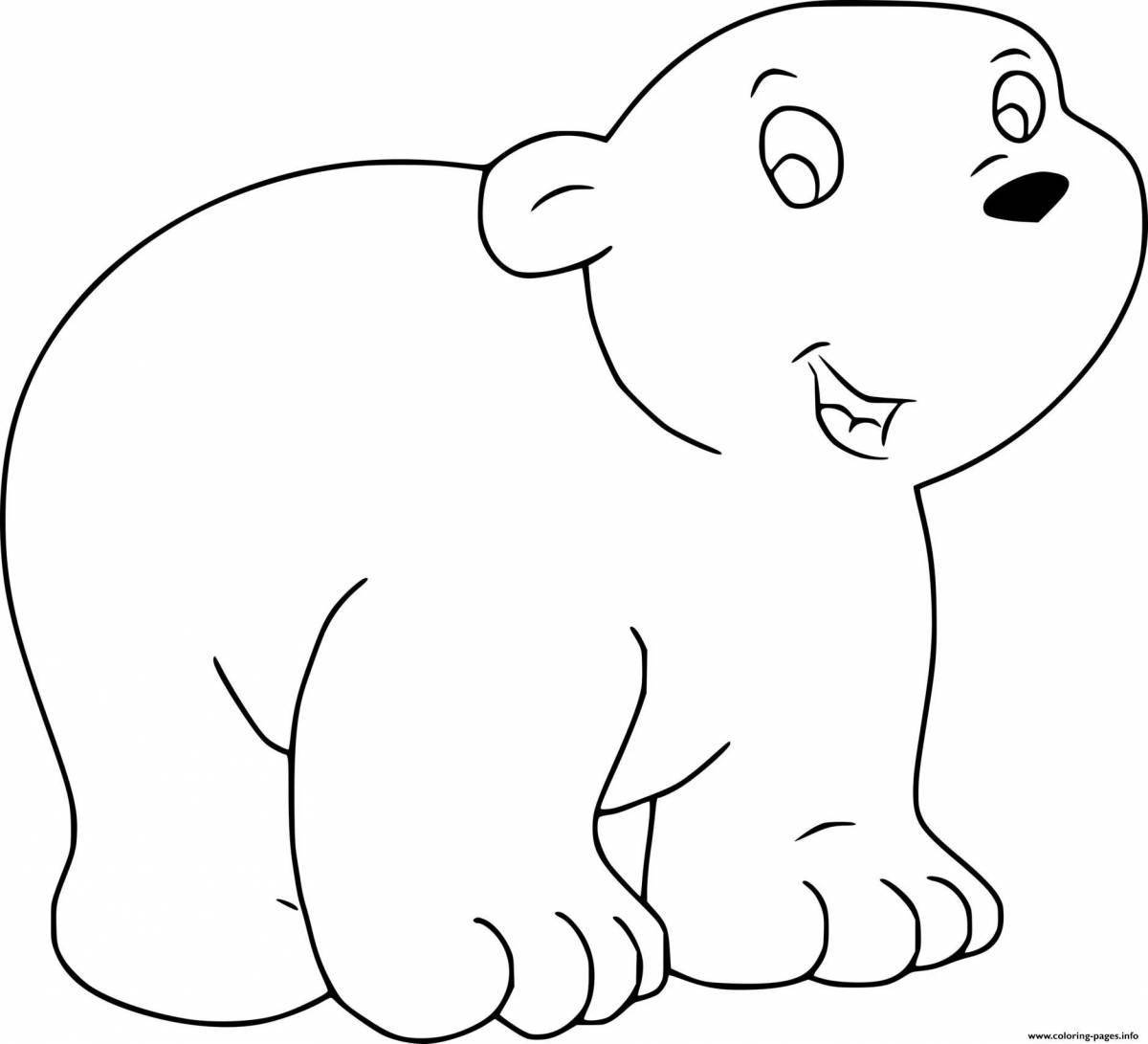 Coloring book shining polar bear for children 3-4 years old