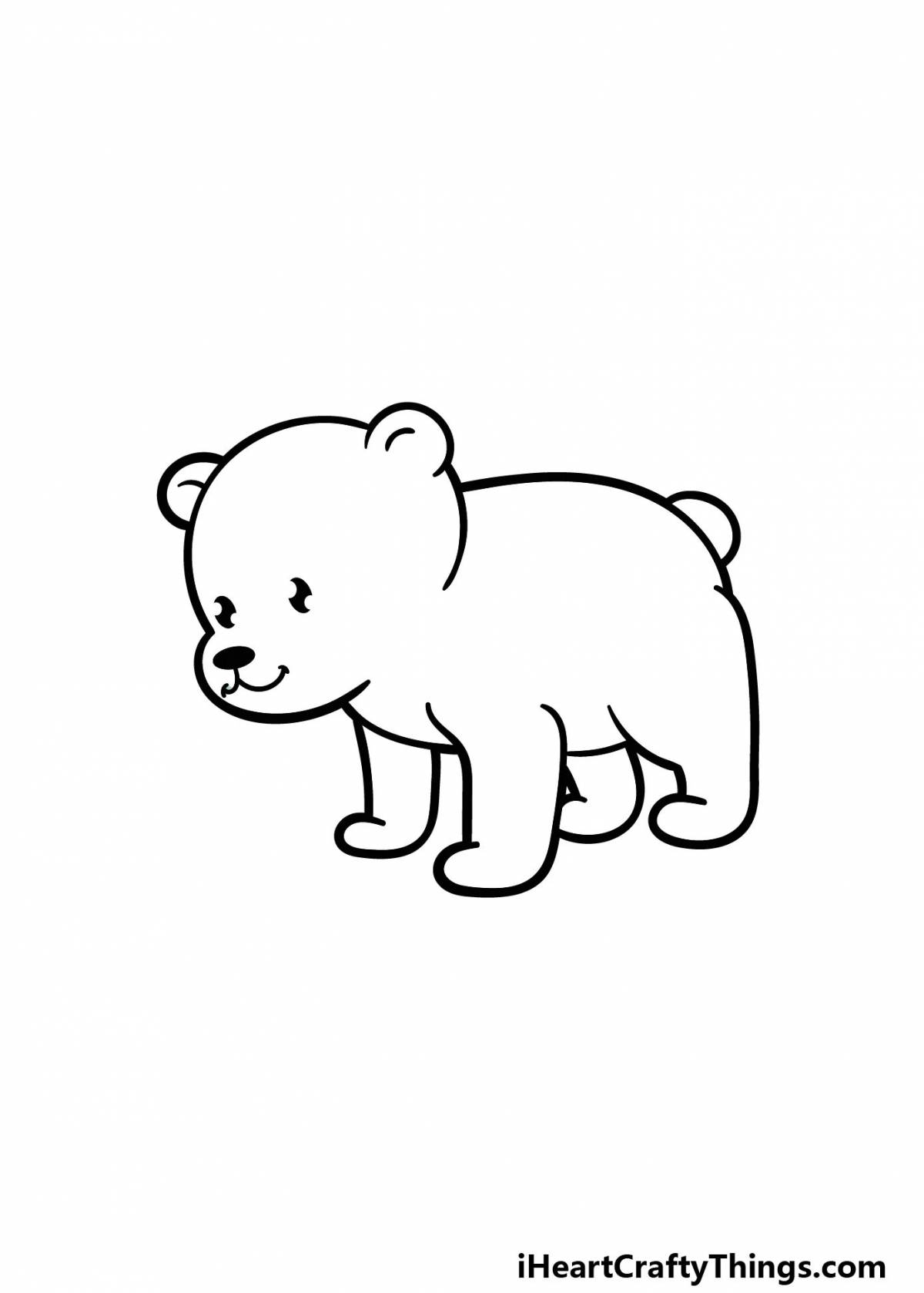 Раскраска веселый белый медведь для детей 3-4 лет