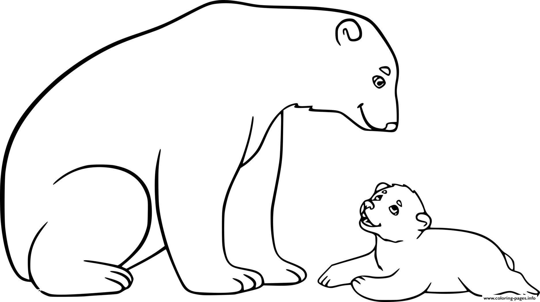 Забавная раскраска «белый медведь» для детей 3-4 лет