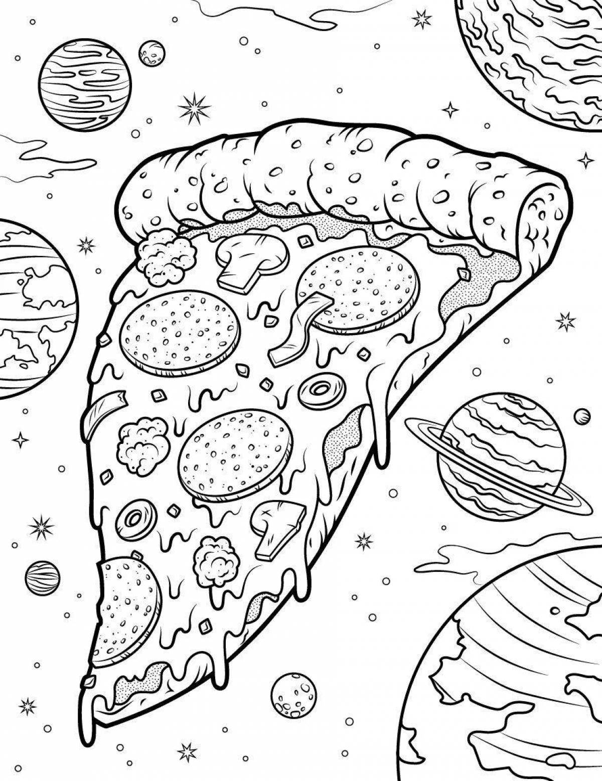 Рисунок пиццы для раскрашивания