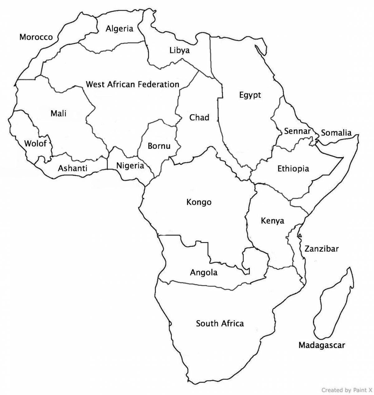 Страны Африки на контурной карте
