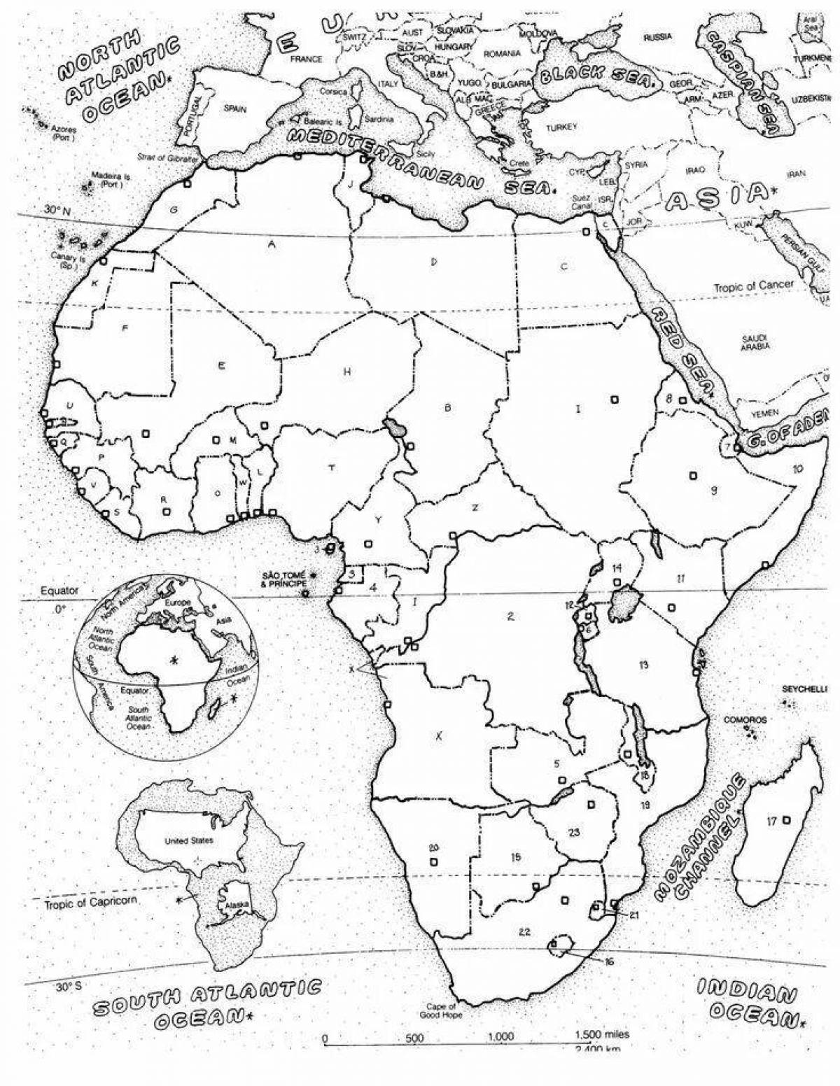 Политическая карта африки черно белая - 94 фото