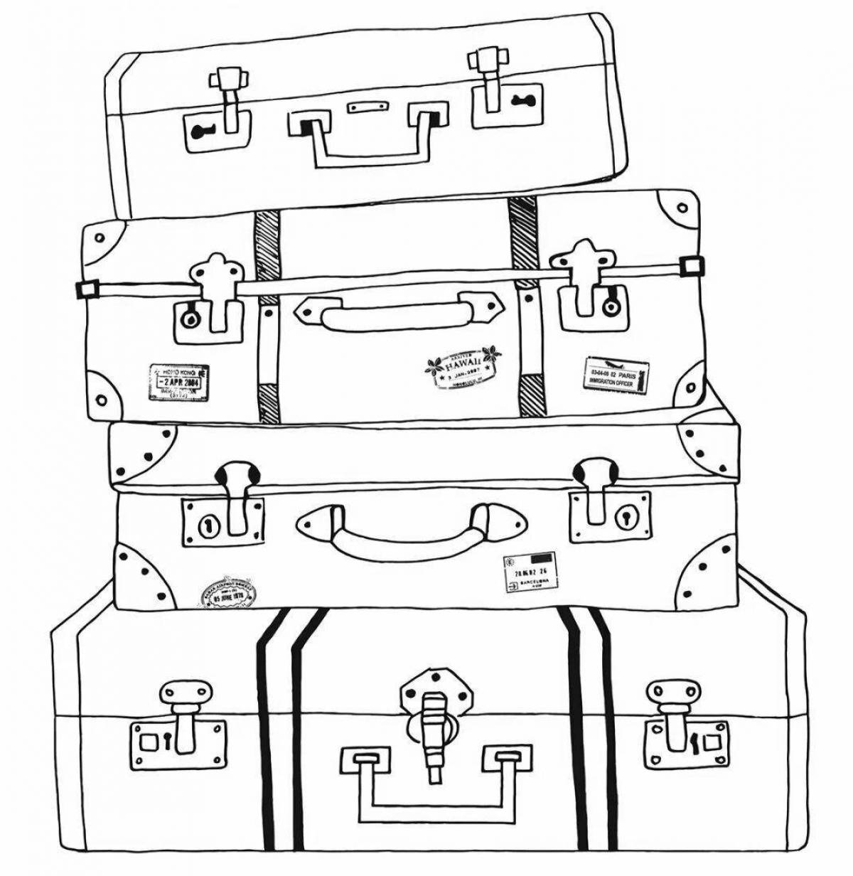 Чемодан картинка раскраска