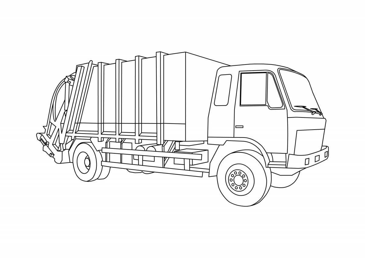 Colorful garbage truck coloring page for kids