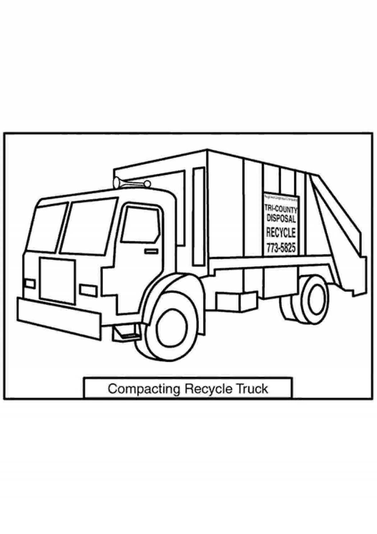 Vibrant garbage truck coloring page for kids