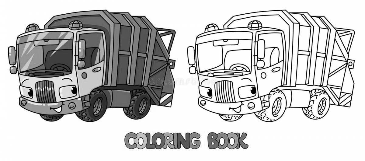 Exquisite coloring garbage truck for kids