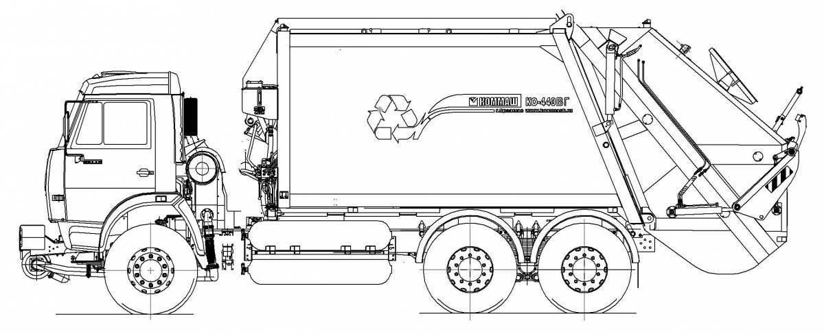 Outstanding garbage truck coloring page for kids