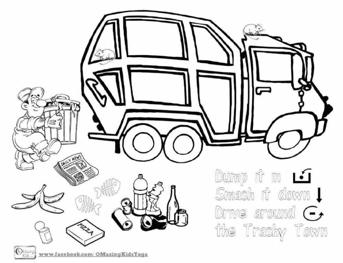 Super garbage truck coloring book for kids