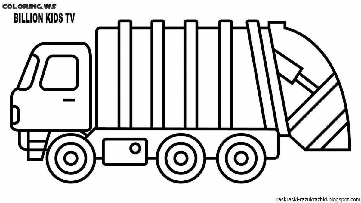 Cute garbage truck coloring book for kids