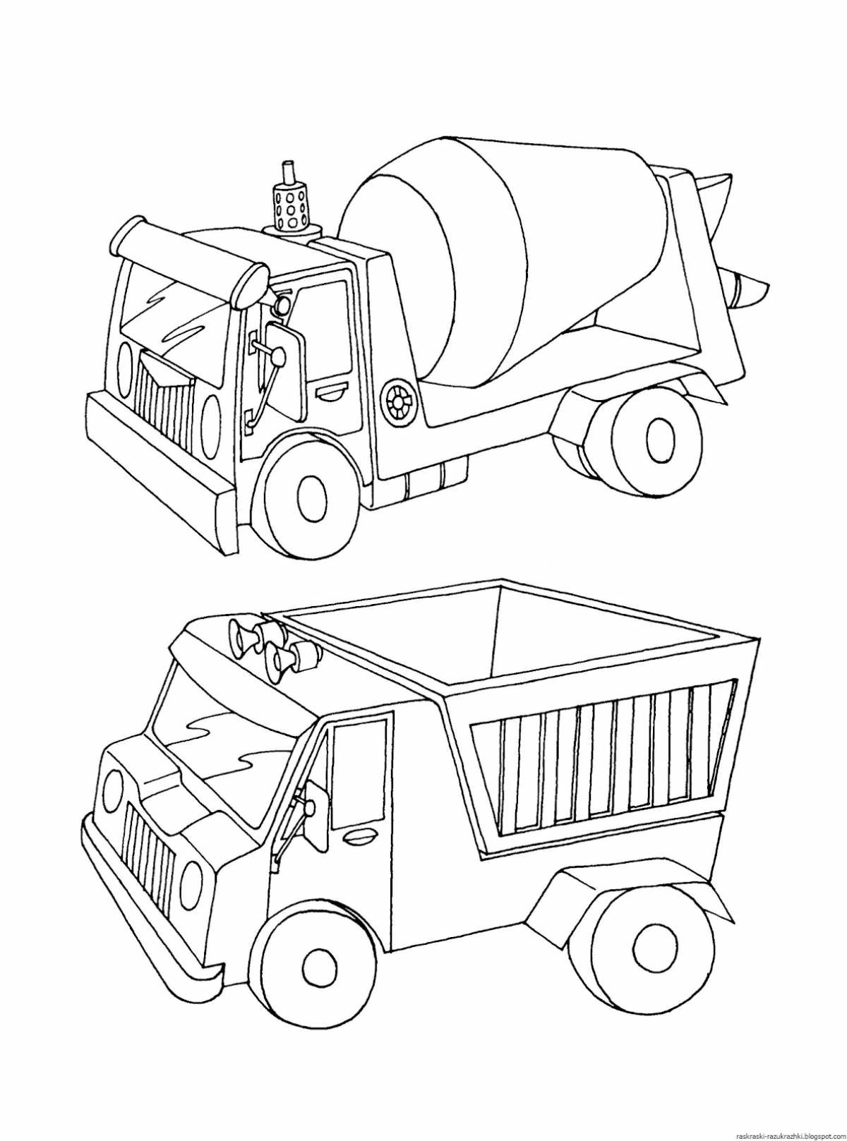 Beautiful garbage truck coloring page for kids