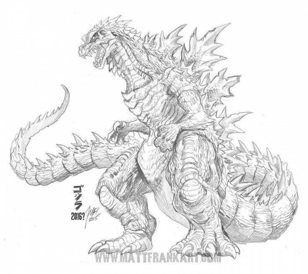 Coloring page dazzling mega godzilla