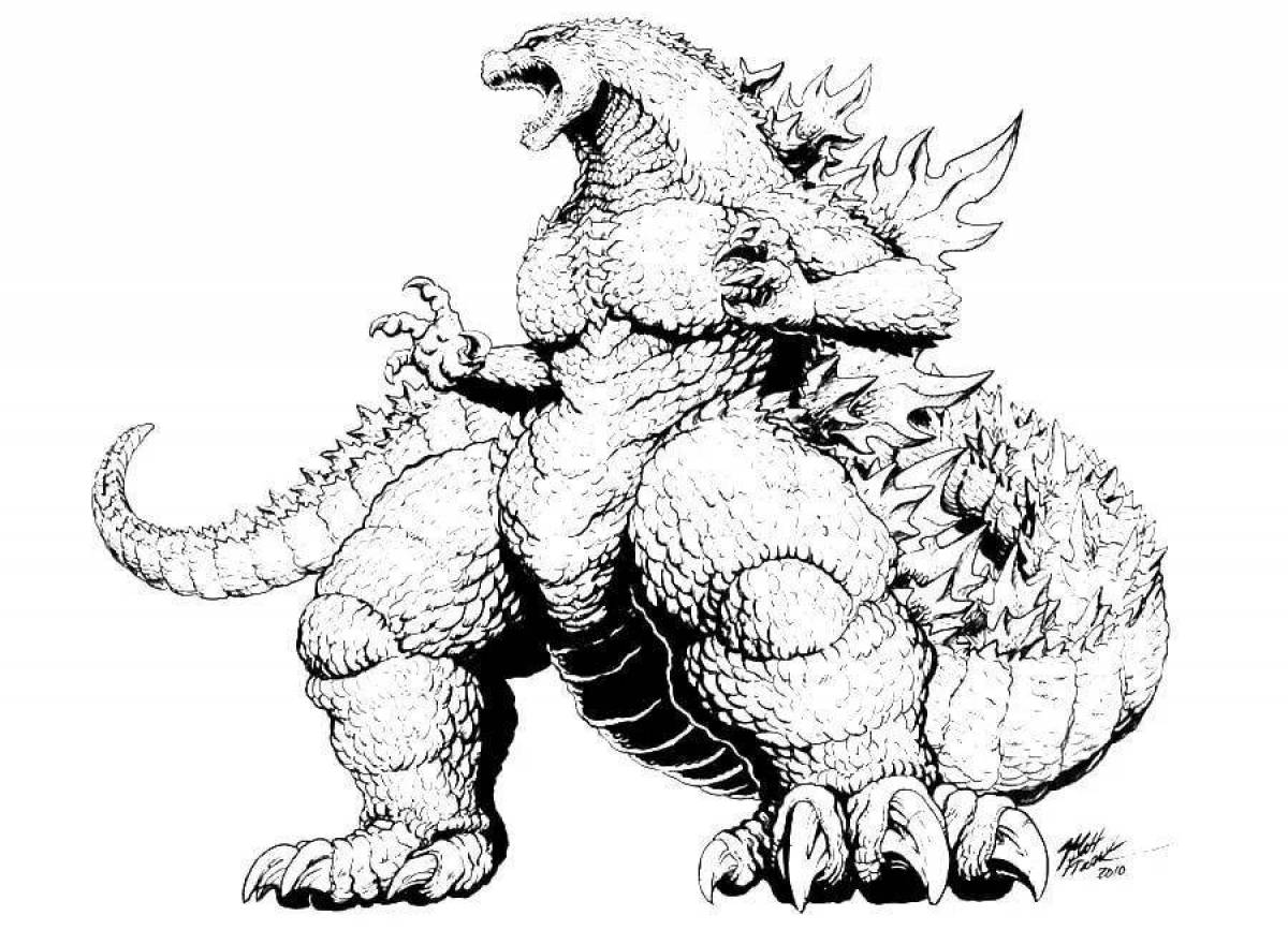 Glowing mega godzilla coloring page