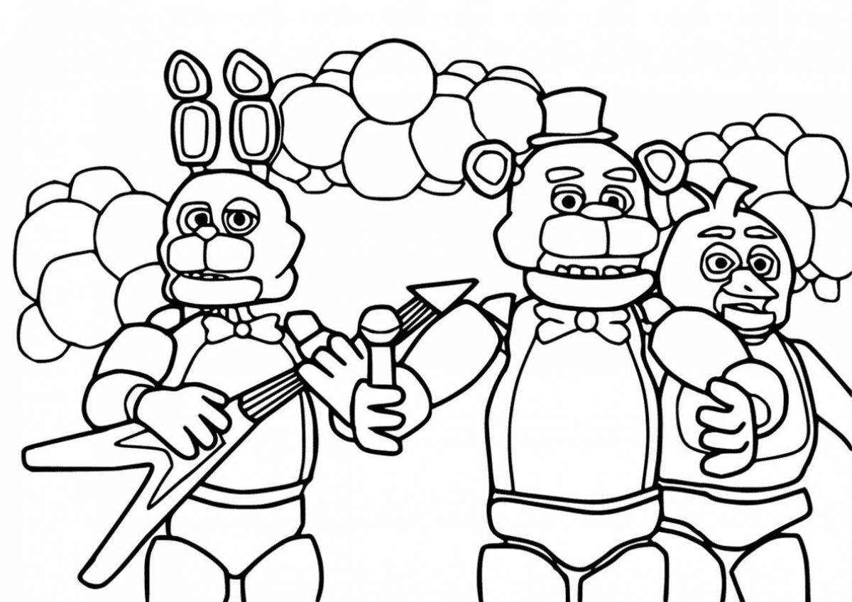 Colorful animatronics all coloring pages