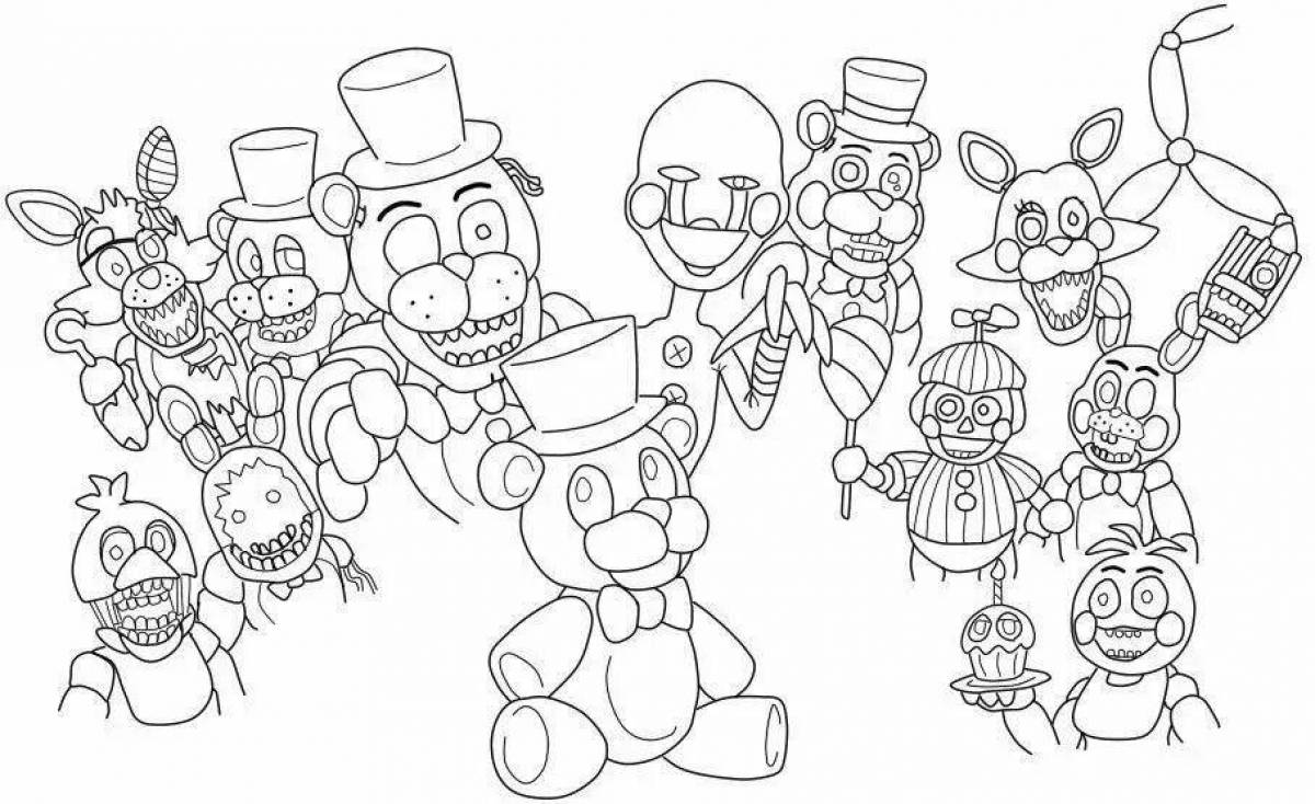Glowing animatronics all coloring pages