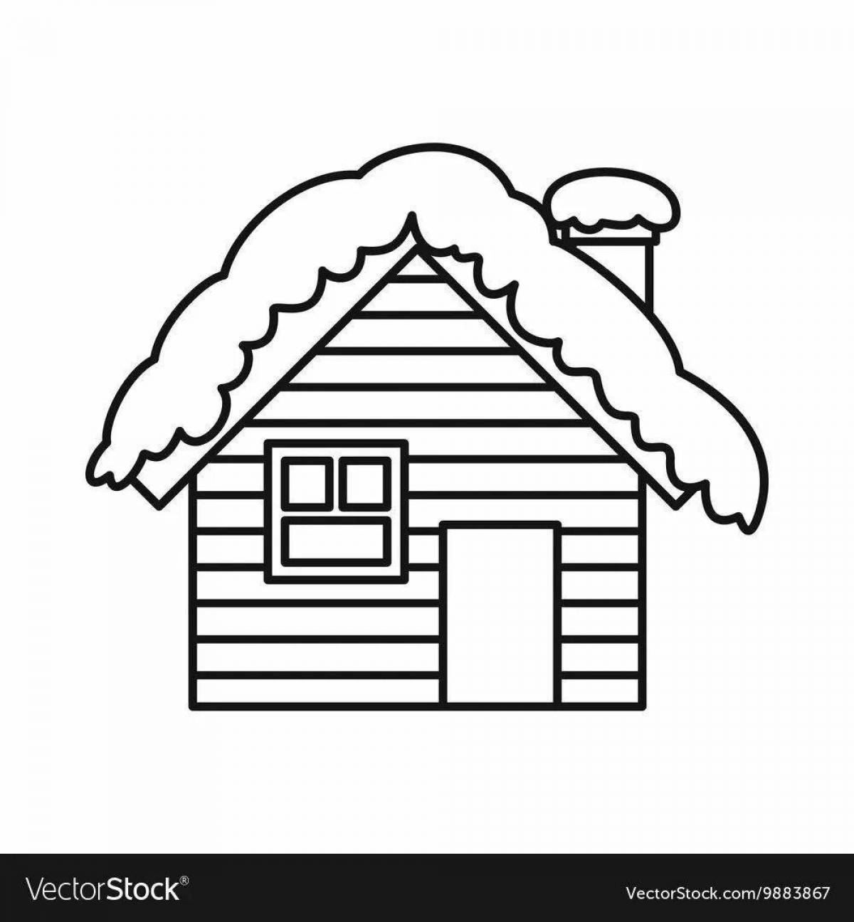 Coloring page cute winter hut