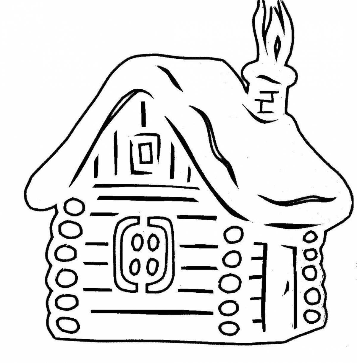 Coloring page funny winter hut
