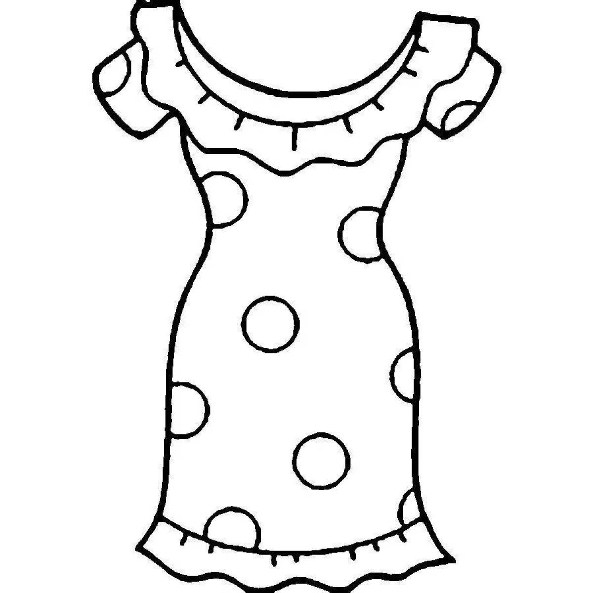 Coloring page joyful doll dress for children 4-5 years old