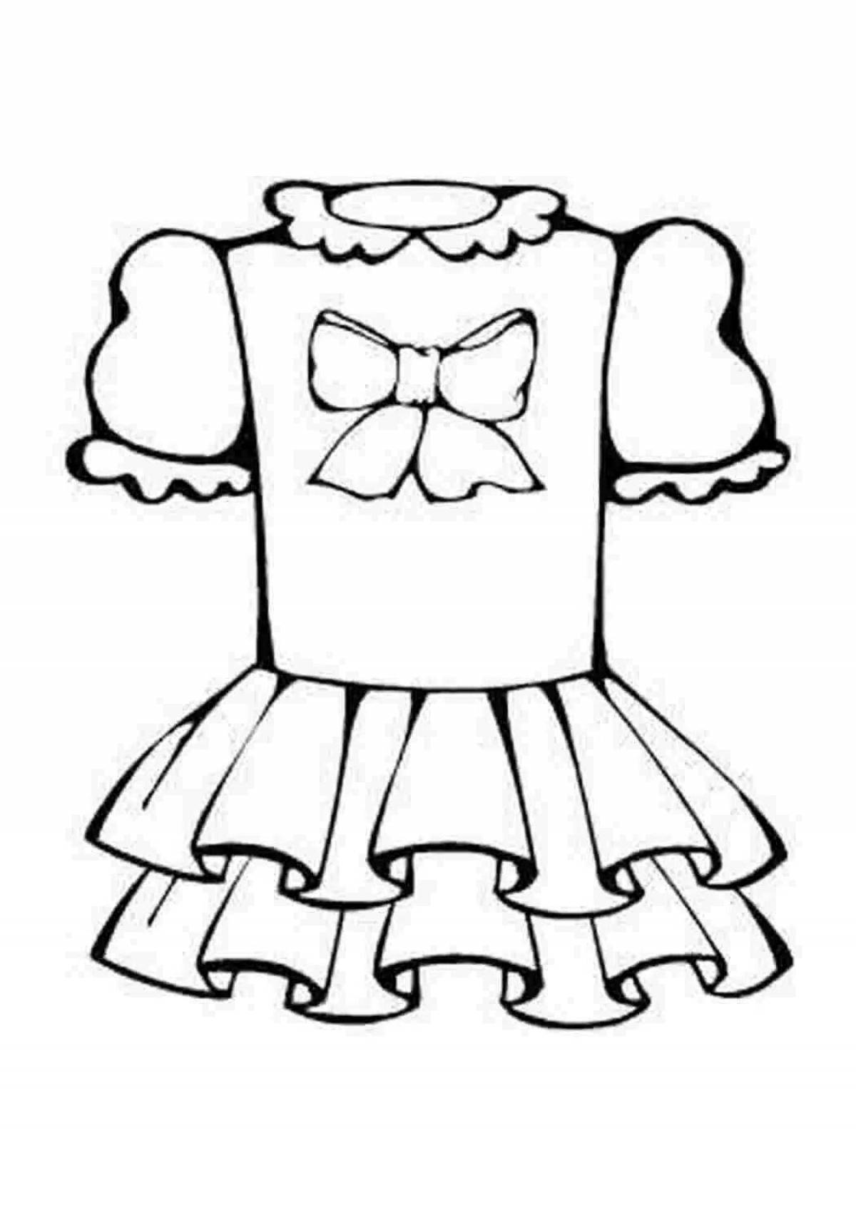 Блестящее кукольное платье раскраска для детей 4-5 лет