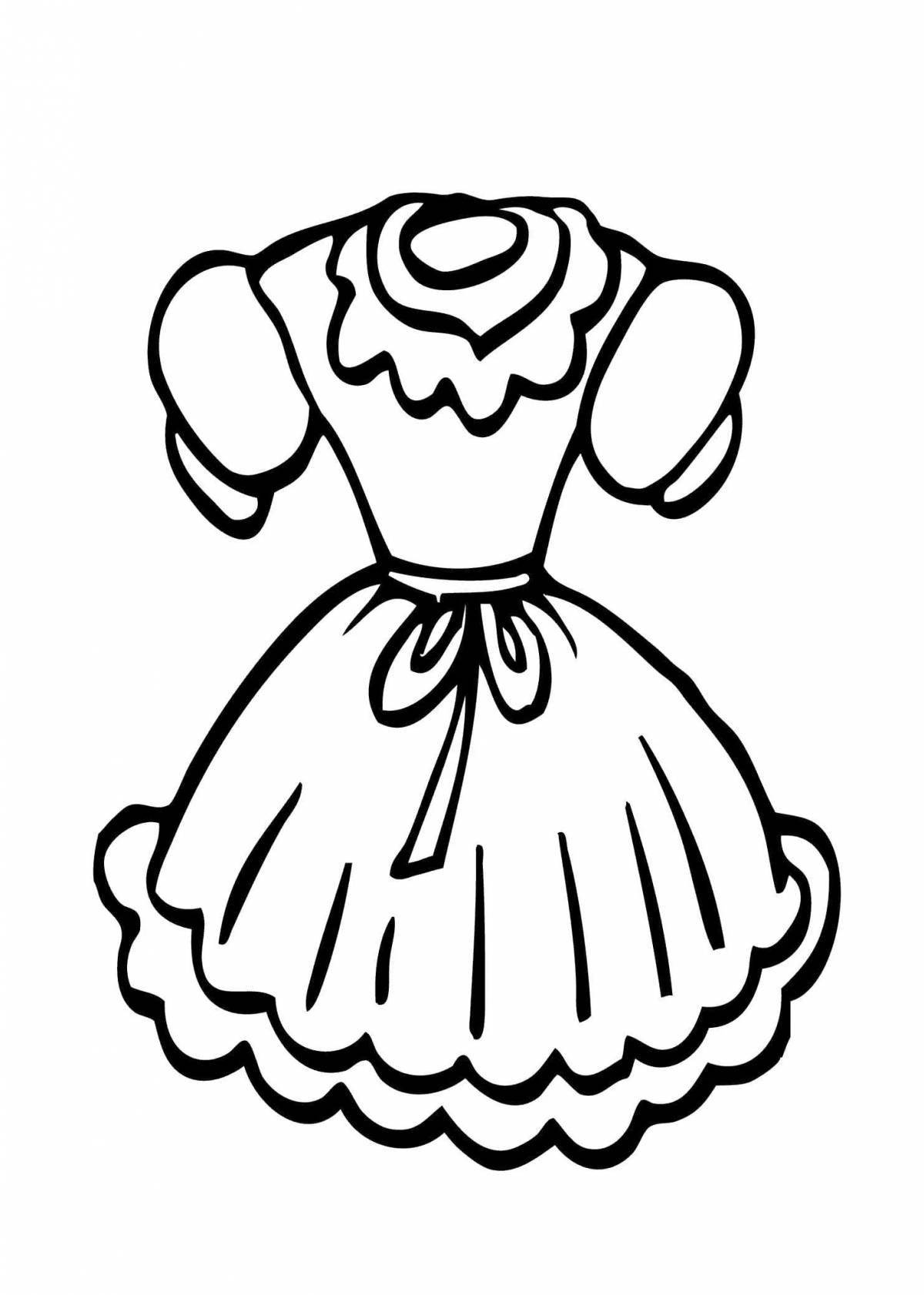 Очаровательное кукольное платье раскраска для детей 4-5 лет