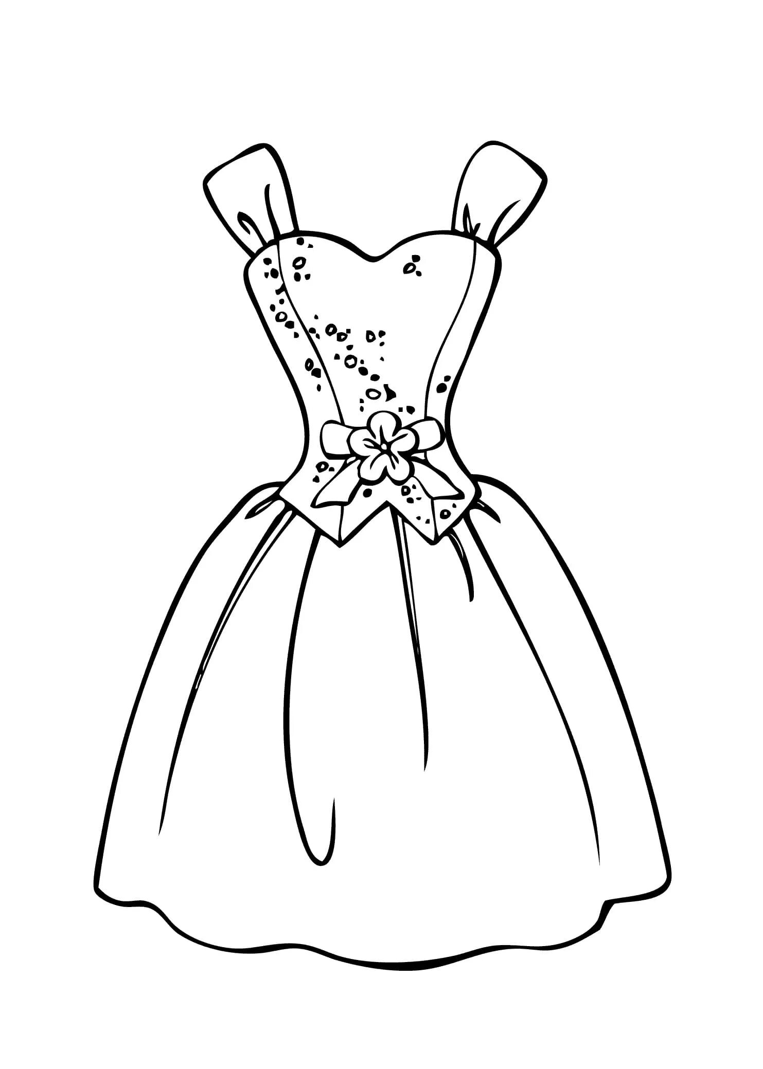 Coloring page dazzling doll dress for children 4-5 years old
