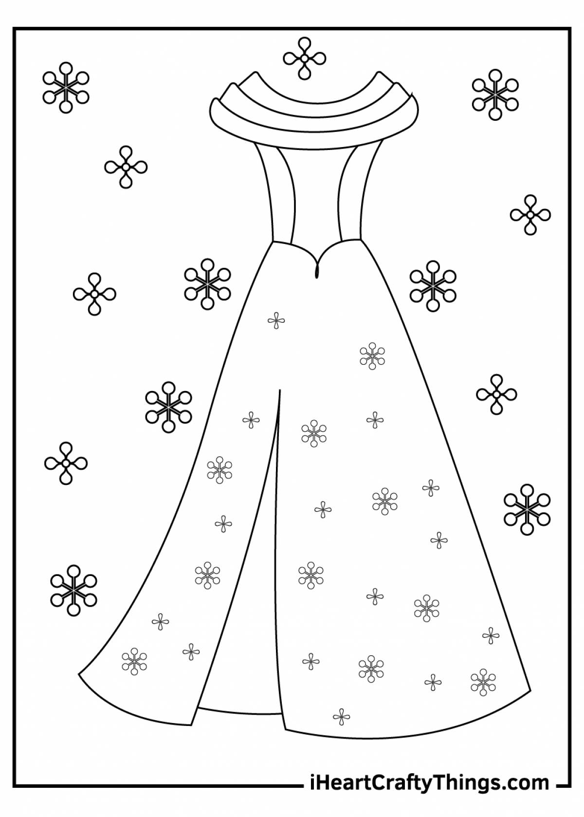 Coloring page unusual doll dress for children 4-5 years old