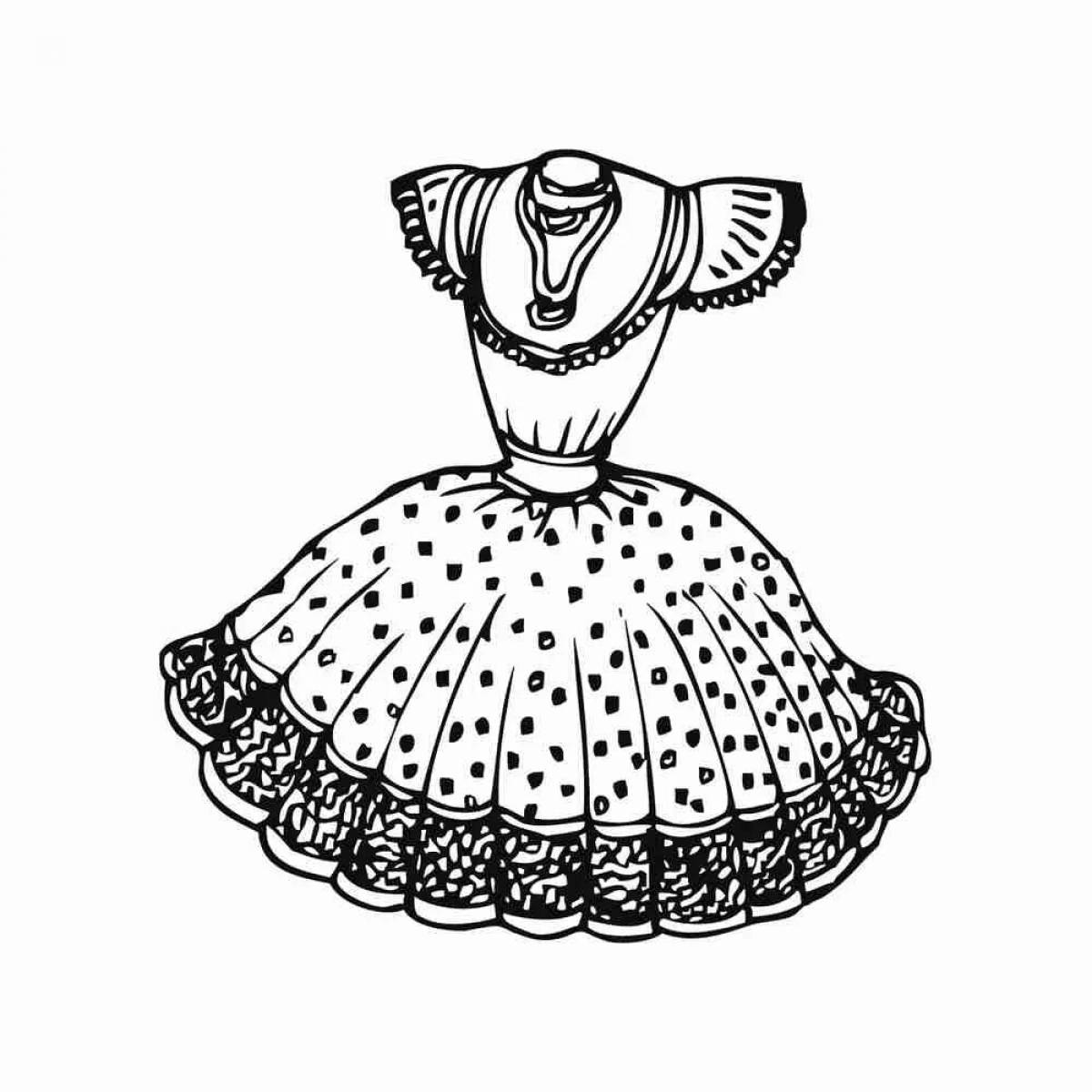 Flawless doll dress coloring page for children 4-5 years old