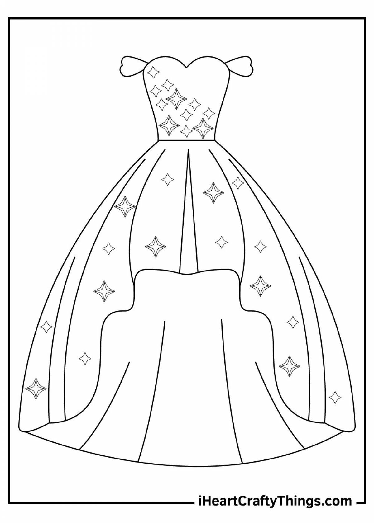 Раскраска роскошное кукольное платье для детей 4-5 лет