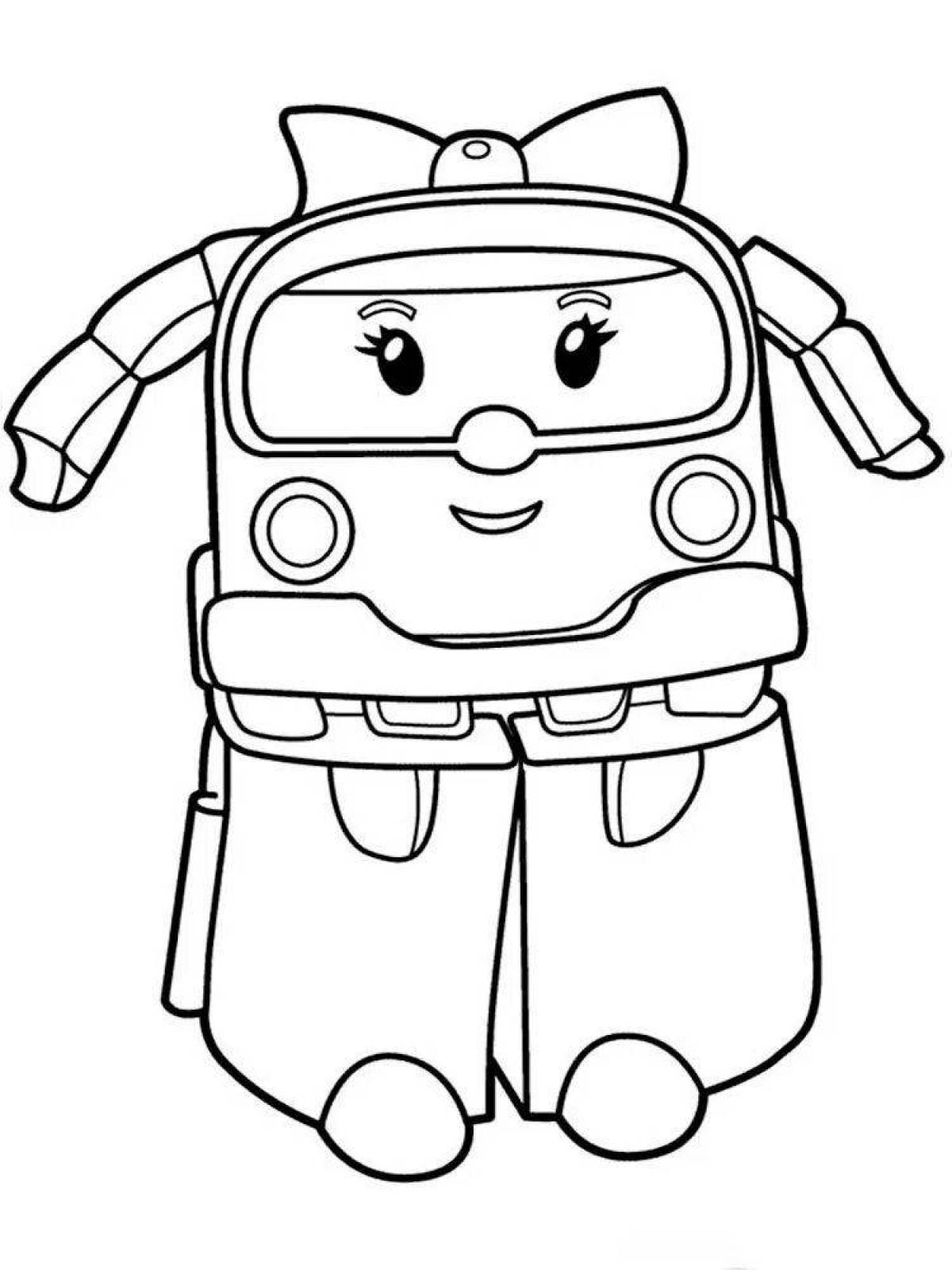 Colorful poly robot coloring book
