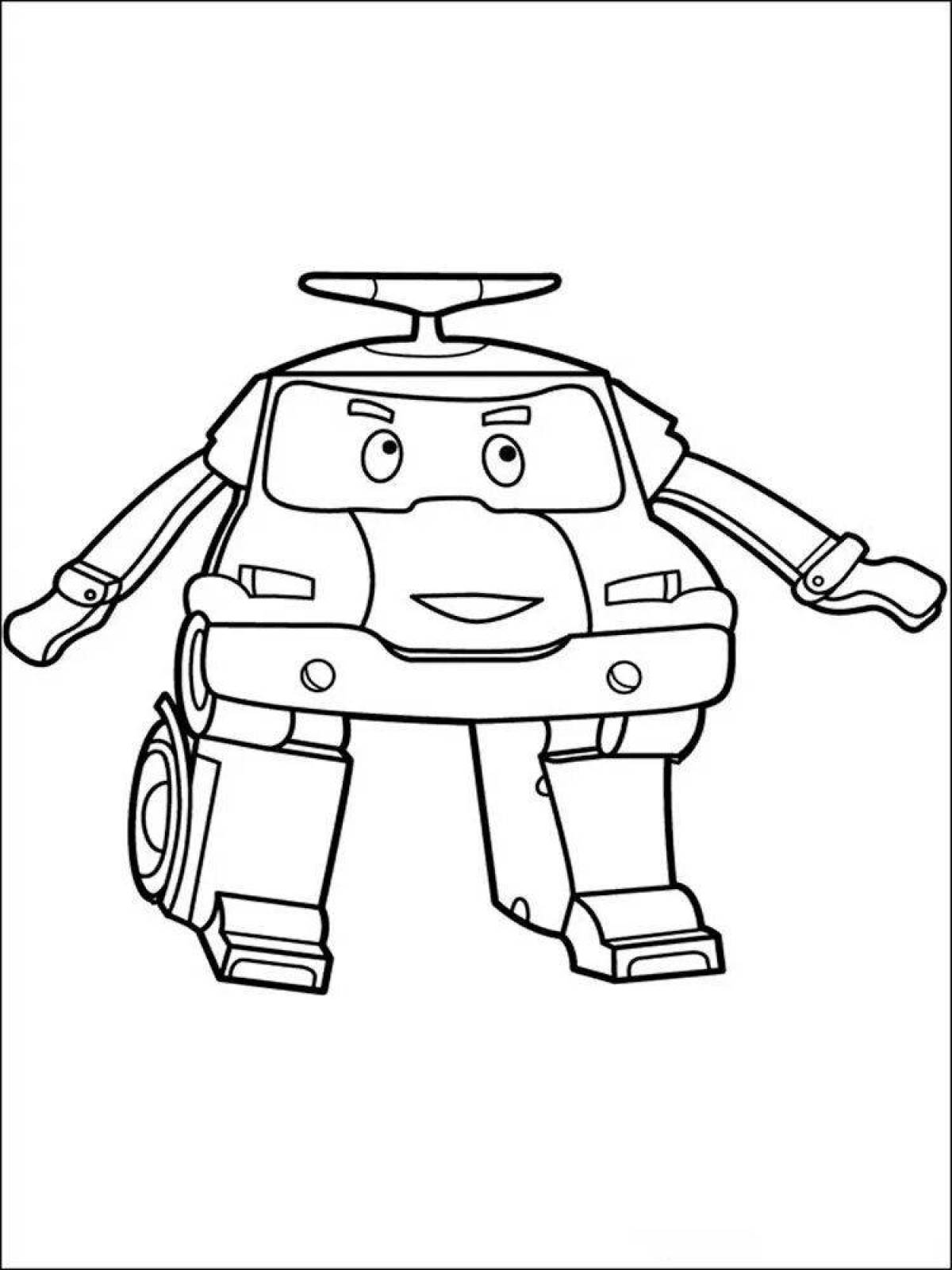 Coloring book bright robot poly