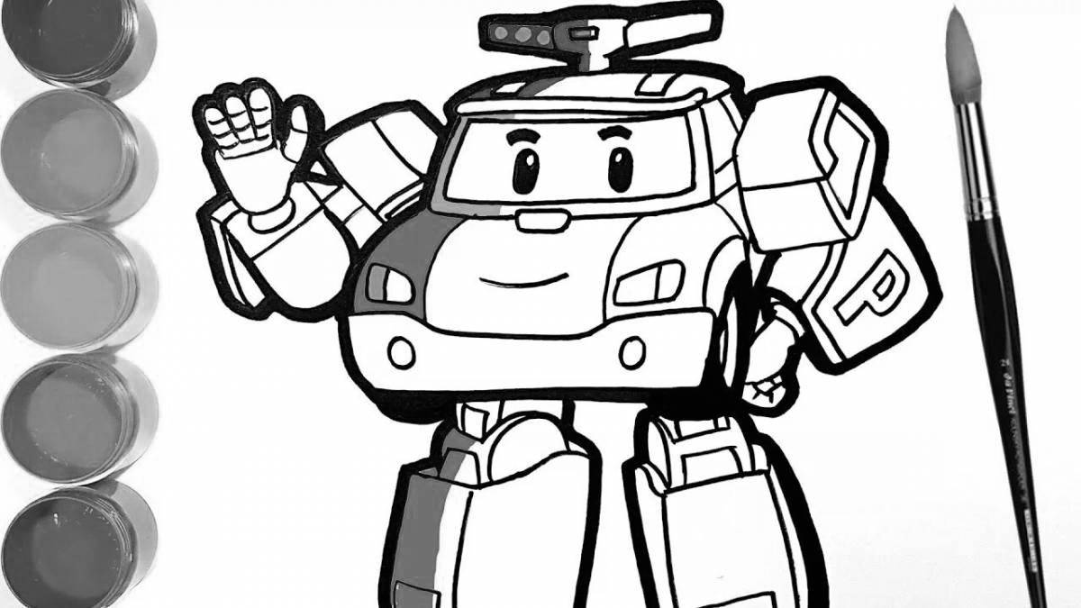 Colorful robot poly coloring book