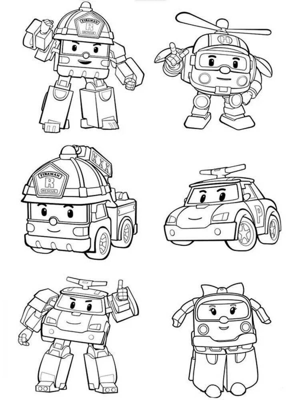 Crazy Poly robot coloring pages