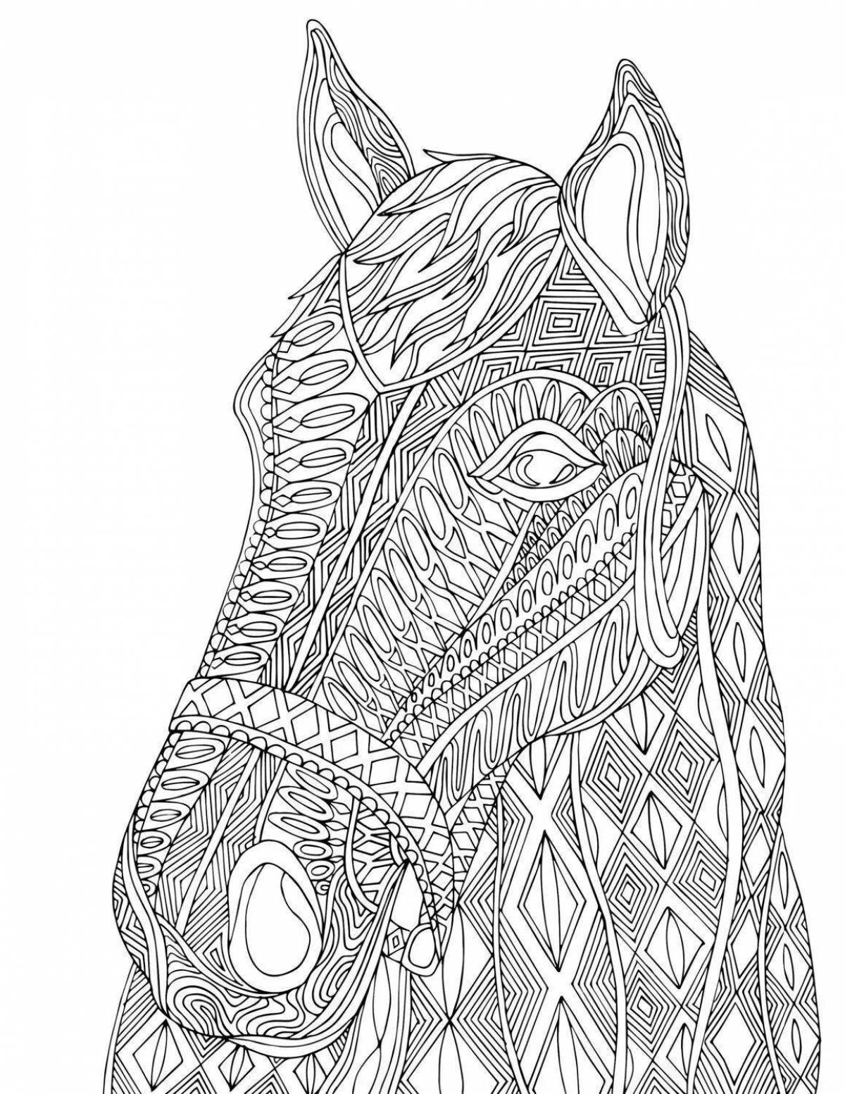 Grand coloring page сложная лошадь