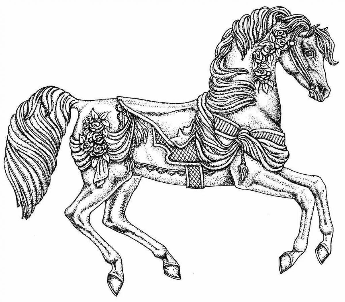 Элегантная раскраска сложная лошадь