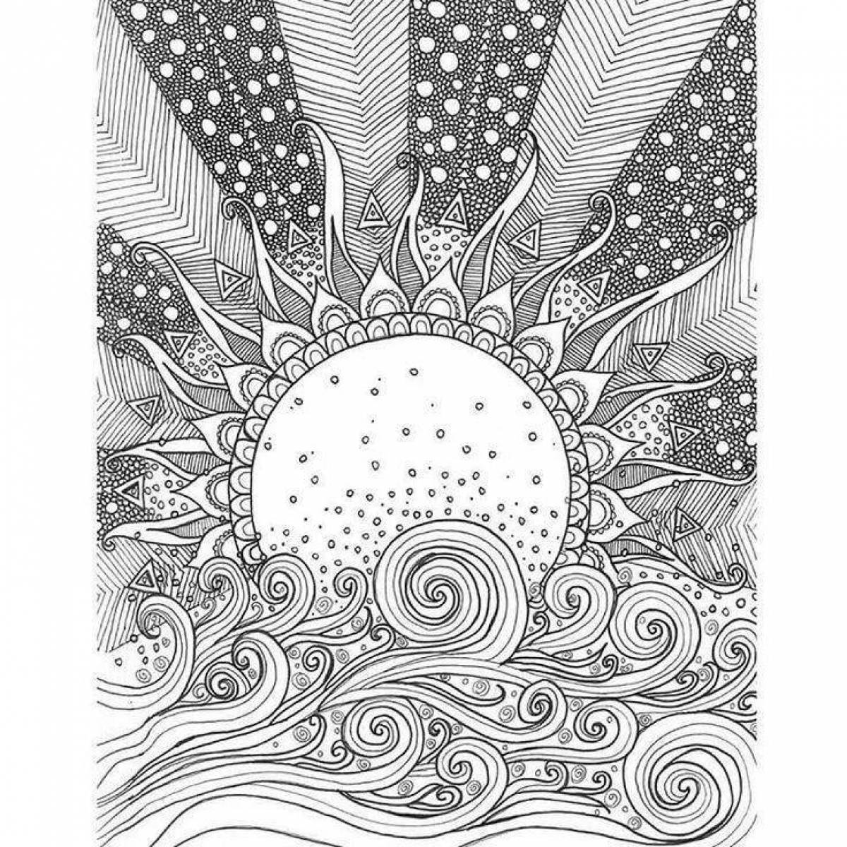 Serene coloring page antistress space