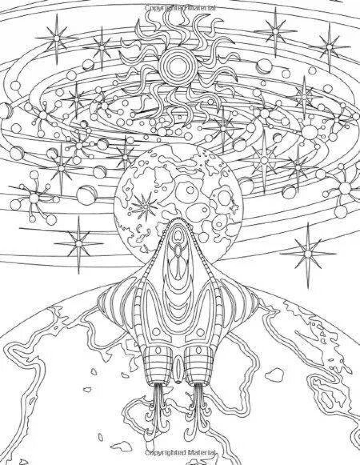 Glowing coloring book antistress space