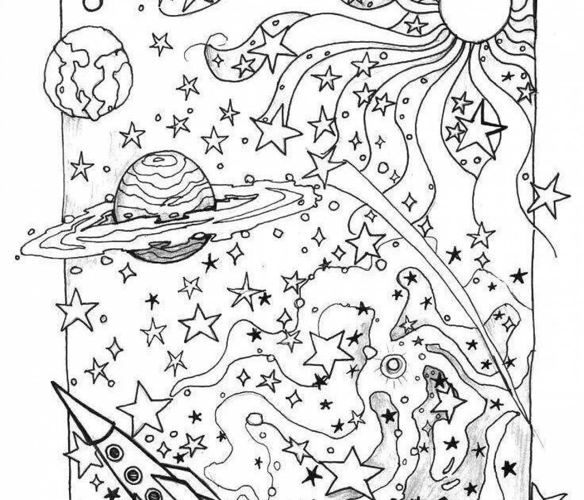 Inspirational space antistress coloring book