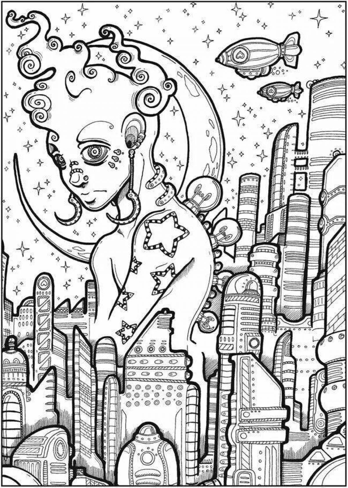 Grand coloring page antistress space