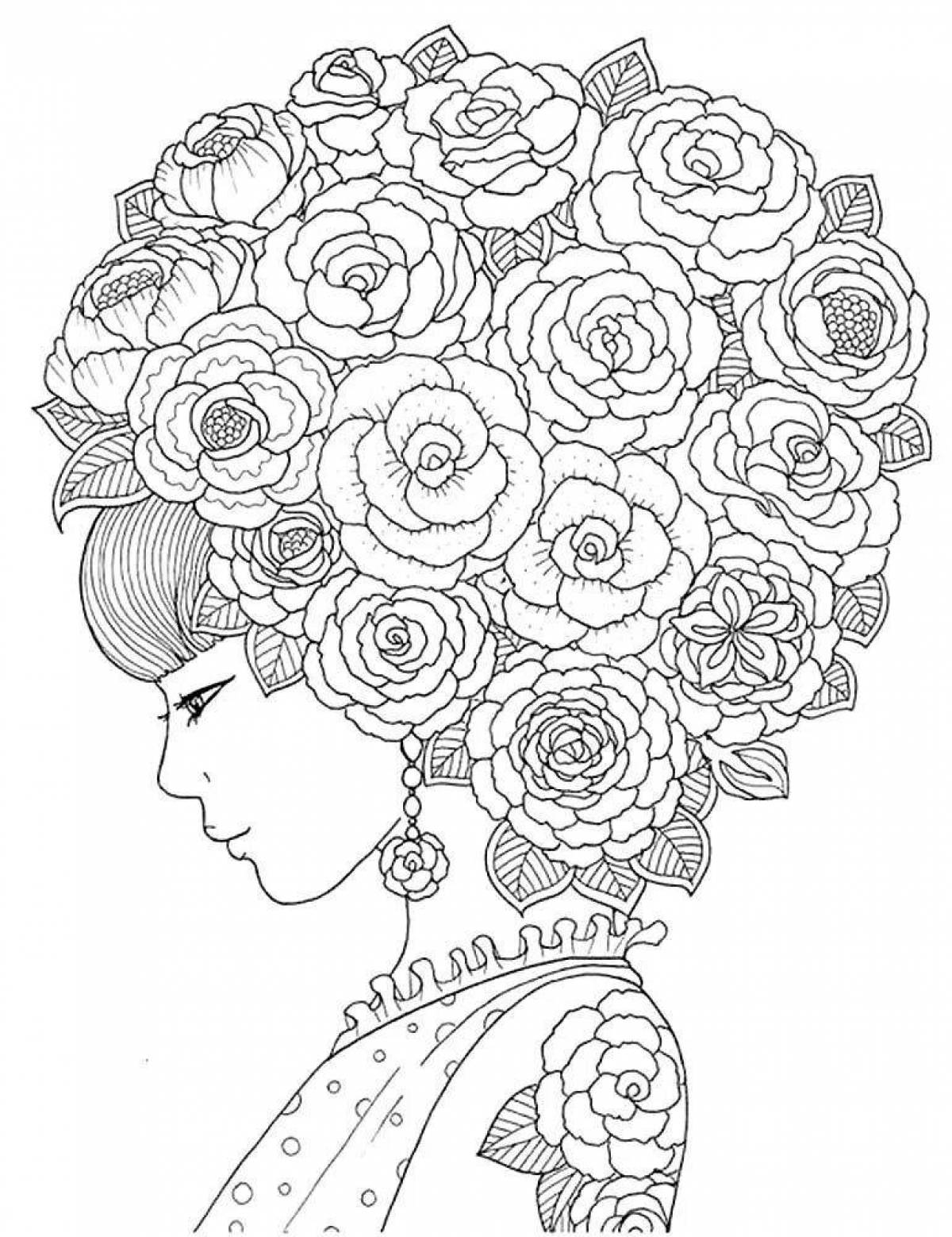 Adorable adult girls coloring page